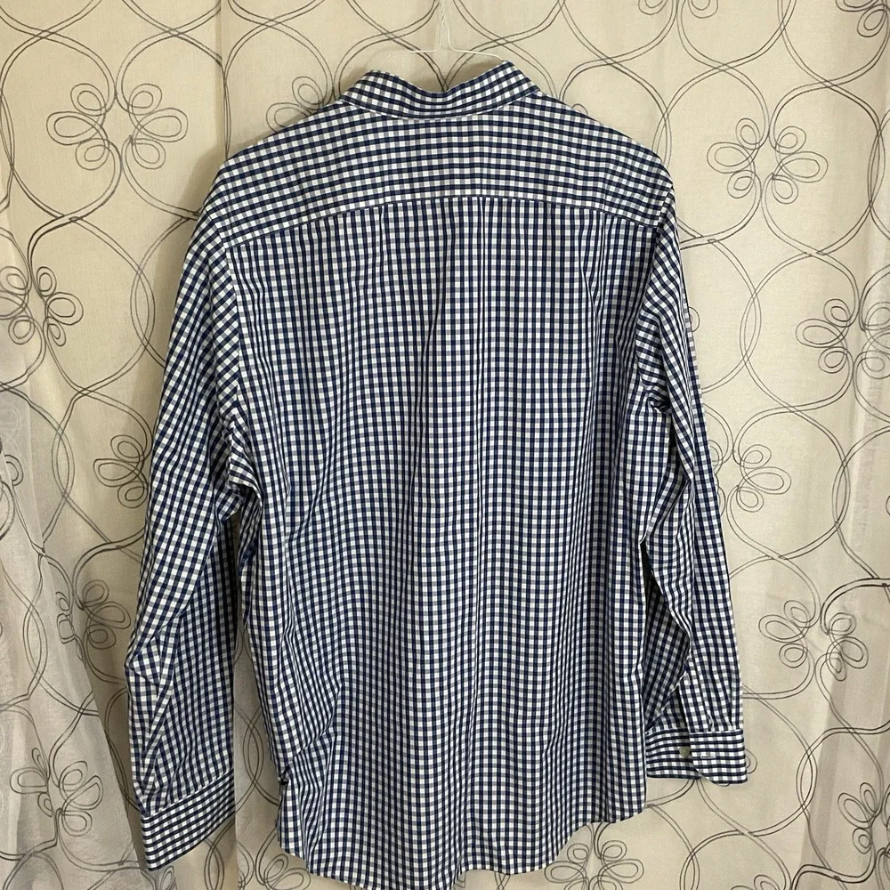 Men's Banana Republic Button Down Shirt Blue Gingham Non Iron Slim Fit size XL